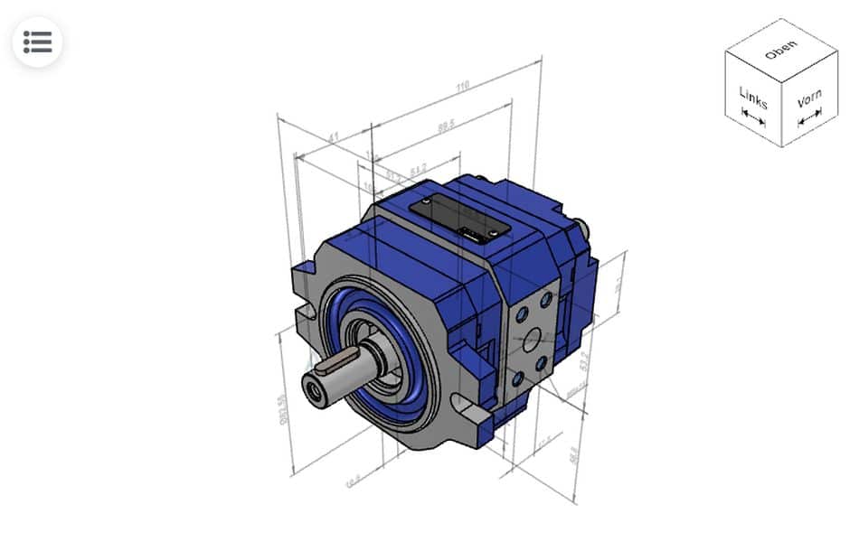 konfigurierbares 3D-Modell einer Industriehydraulik-Komponente von Bosch Rexroth