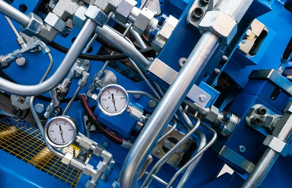 Pressure sensors on the pipes. Pressure gauges. Diagnostics of p
